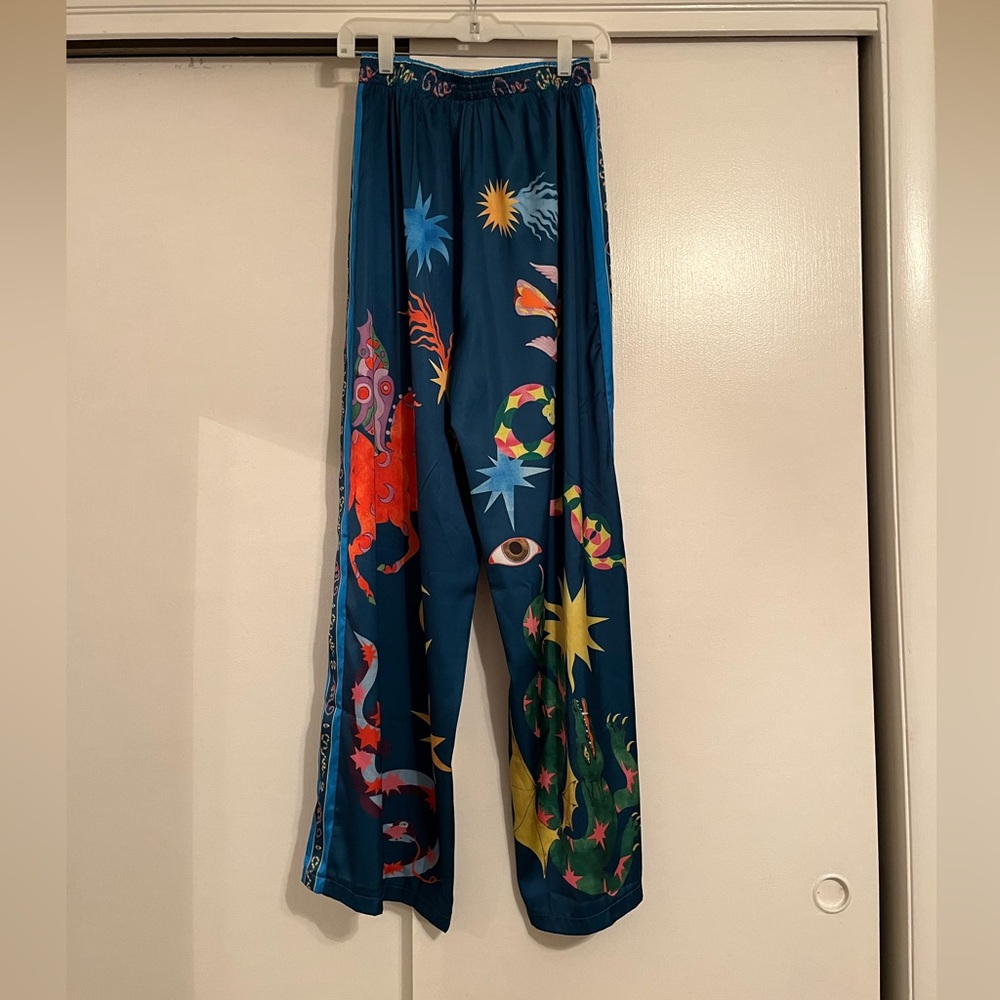 Silky Polyester Lounge Pants With Pockets Size L - Picture 6 of 8